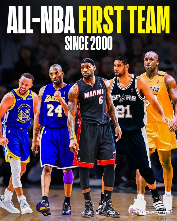 美媒晒2000年以来的最佳阵容：库里、科比、詹姆斯、邓肯、奥尼尔